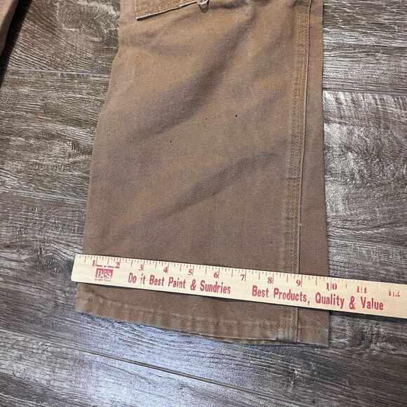 Round House Overalls Mens 44x32 Brown Duck Canvas Double Knee Bib Hammer Loop - Picture 15 of 15